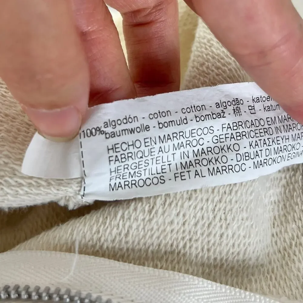 Zara Cream Moto Utility Pants L